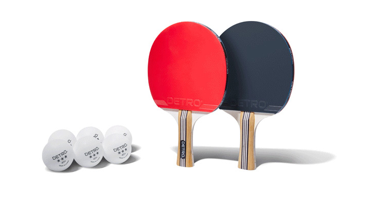 detro table tennis brand two player paddle and ball set